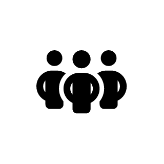 Three stick figures of people